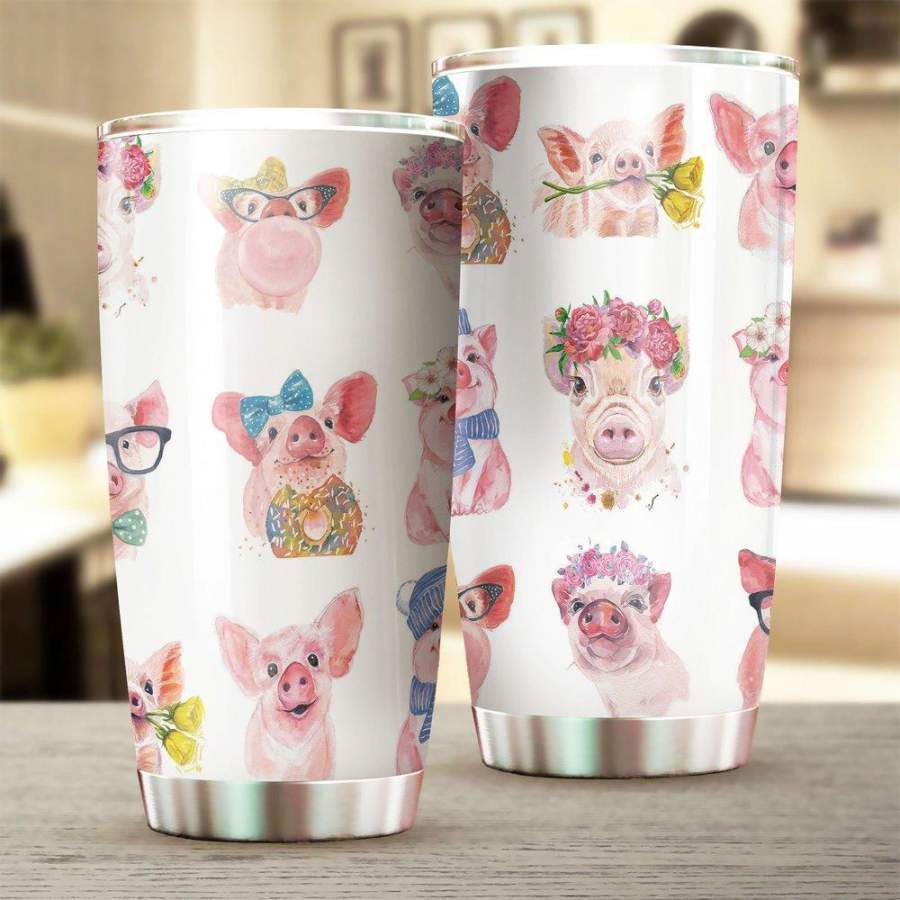 [Stainless Steel Tumbler 20 Oz] Pig02 Stainless Steel Tumbler, Pig Stainless Steel Mug Father’s Day gifts, Mother’s Day gift