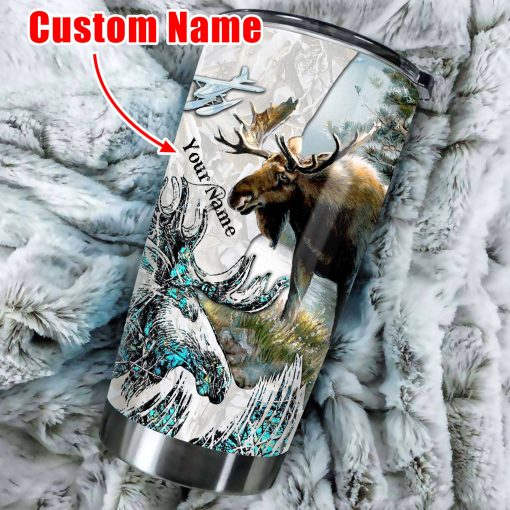 Personalized Your Name Moose Hunter Stainless Steel Tumbler, Gift Ideas For Dad, Birthday Gift For Girlfriend, Gifts For Grandma, Mother’S Day Ideas