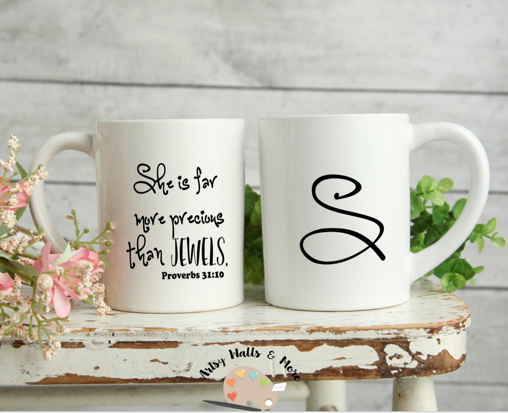 Proverbs 31:10 She is Far More Precious than Jewels coffee cup mug, Proverbs 31 woman gift, Personalized Coffee Mug, Christian friend gift