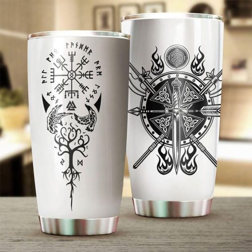 Viking Symbol Design Black And White Stainless Steel Tumbler 20Oz