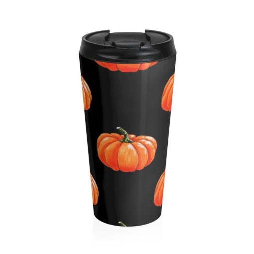 Stainless Steel Travel Mug, Halloween Pumpkins Holiday Travel Mug, All Over Print Steel Mug, 15 Ounce Tumbler, 15Oz Coffee Tea Drinkware Mug