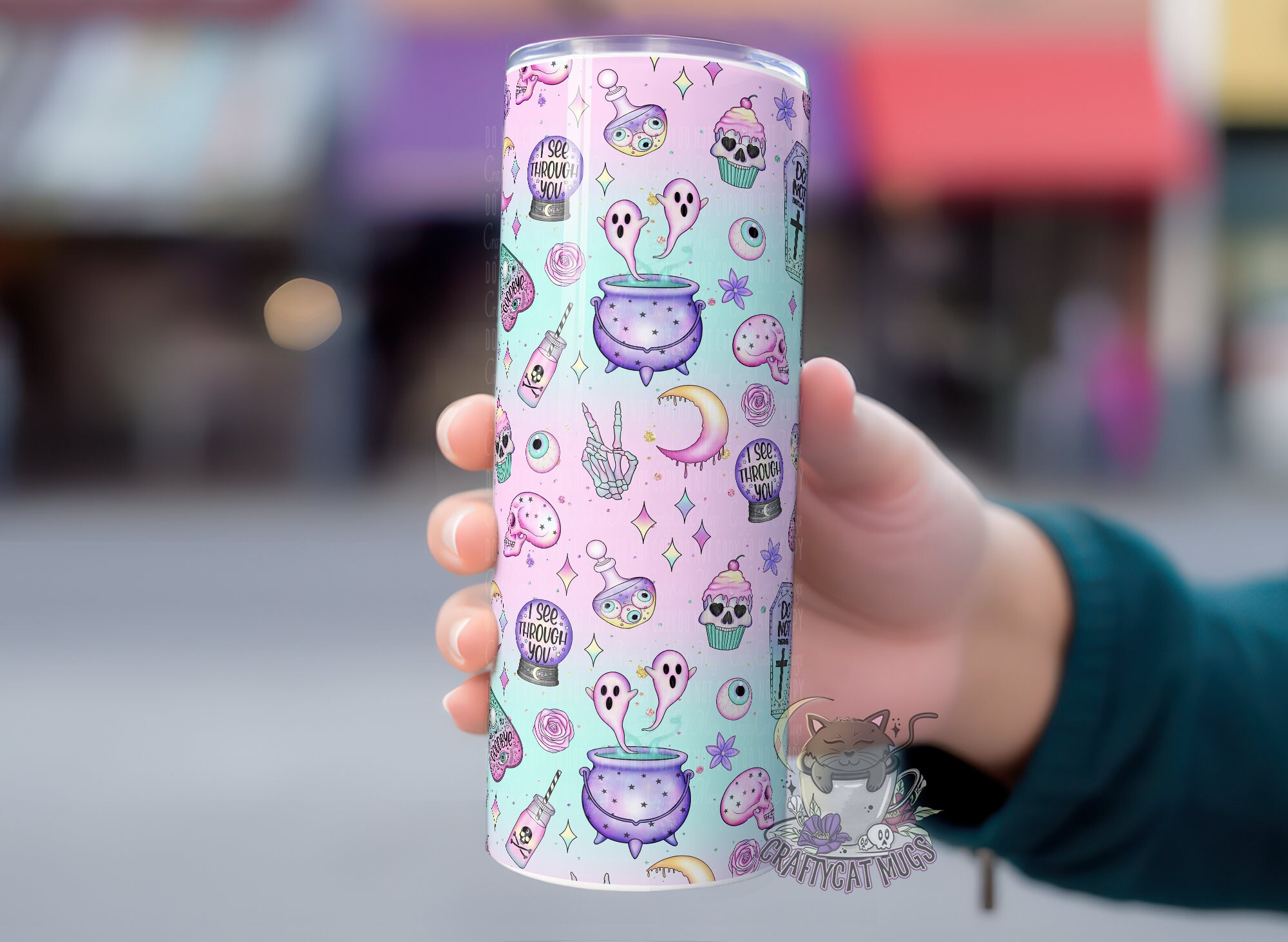 Pastel Goth Halloween Tumbler | Goth Tumbler | Ghosts and Drippy Moons