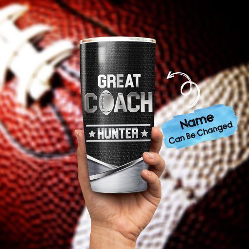 Personalized Rugby Coach Metal Effect Travel Tumbler, Best Gifts For Mom, Best Father’S Day Gifts, Mom Christmas Gifts, Gift For Sister