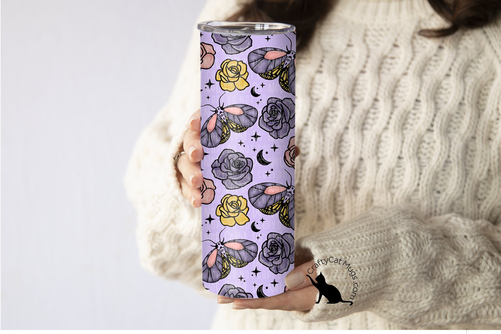 Moth and Flowers Tumbler | Moth Tumbler | Witchy Gifts