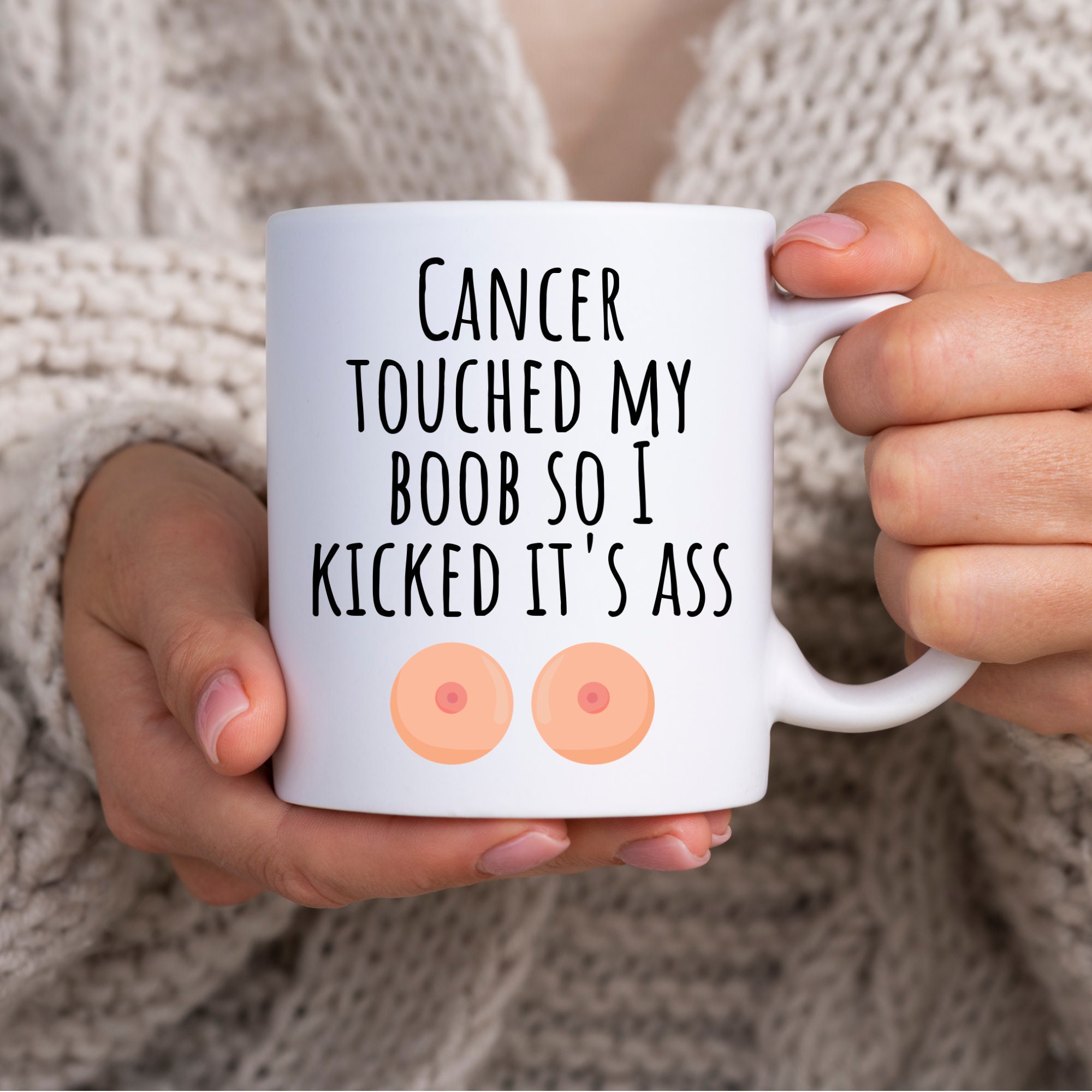 Breast Cancer Gift Breast Cancer Care Package for Her Funny Breast Cancer Mug for Friend Thinking of You Gifts Cancer Humor Support Gift