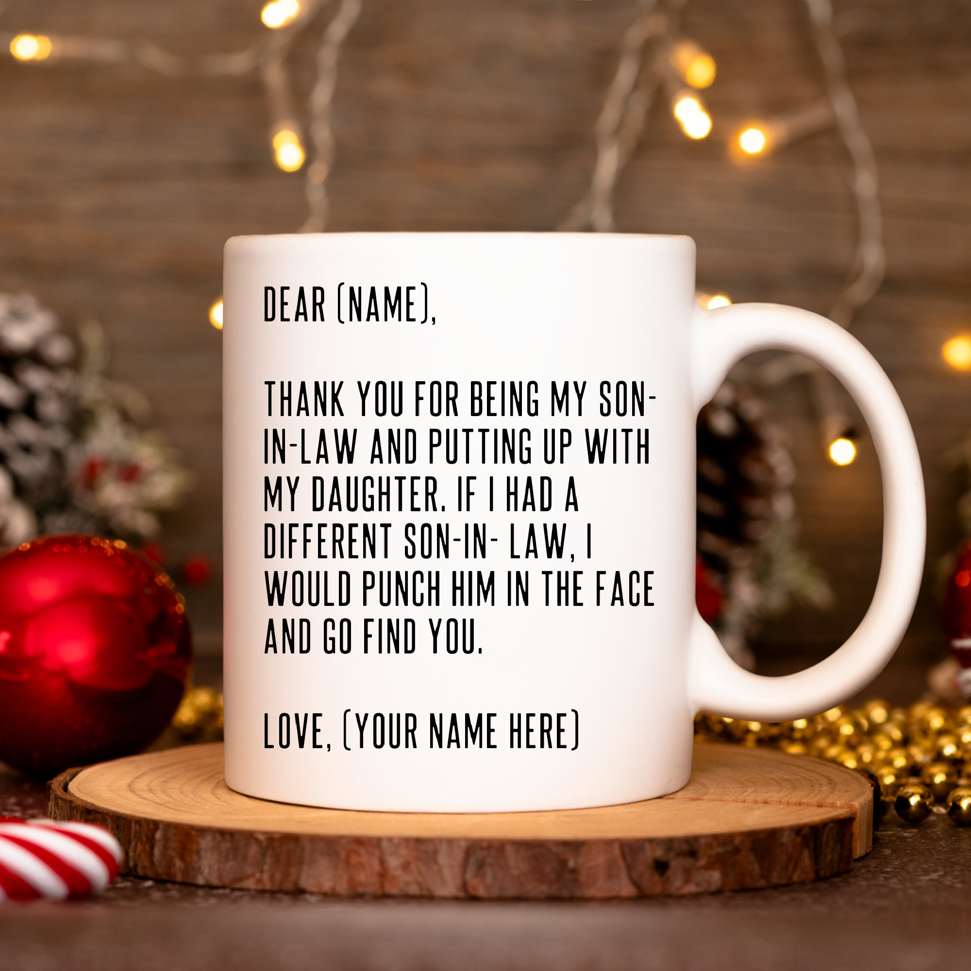 Son-In-Law Mug, Funny Son-In-Law Gifts, Personalized SIL Mug, Custom Made Gift, Funny Birthday Gift For Son In Law, Present From FIL And MIL