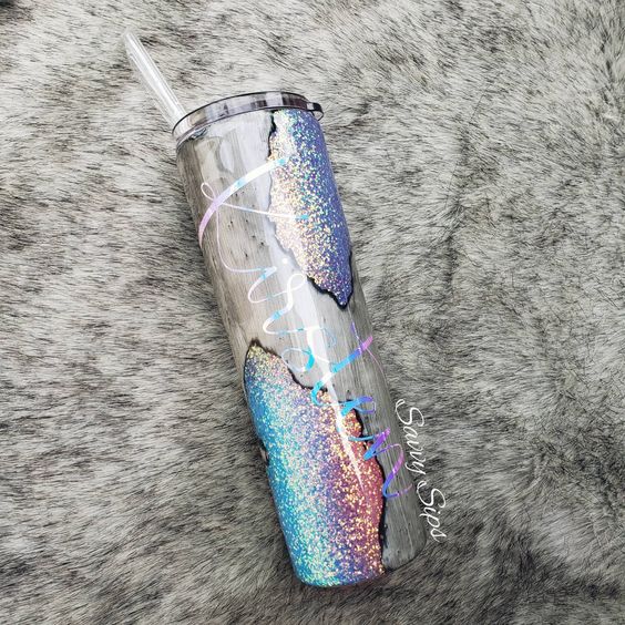 Gray Wood Grain, Geode, Rock Crystal, Stainless Tumbler