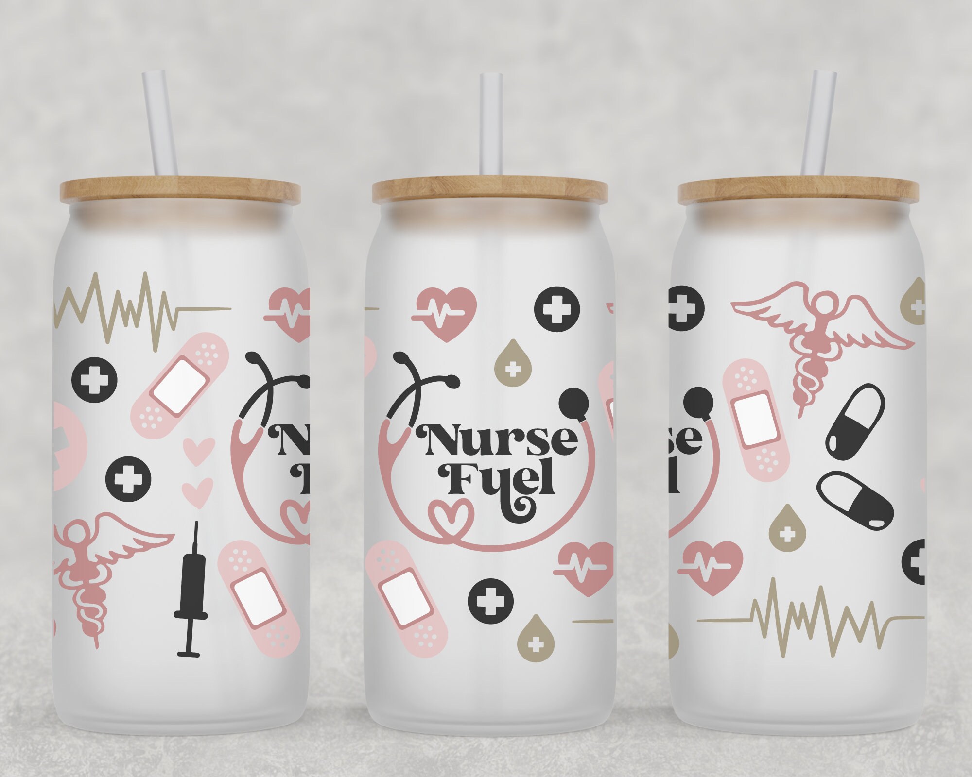 Nurse Fuel Beer Can Glass | Nurse Gift | Nursing Hospital Gift | Iced Coffee Cup | Nurse Coffee Cup | Libbey Glass Can | Gift for Her