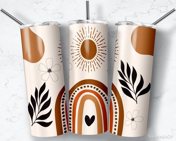 Skinny Tumbler Sublimation Designs Boho Rainbow Wrap Tumbler