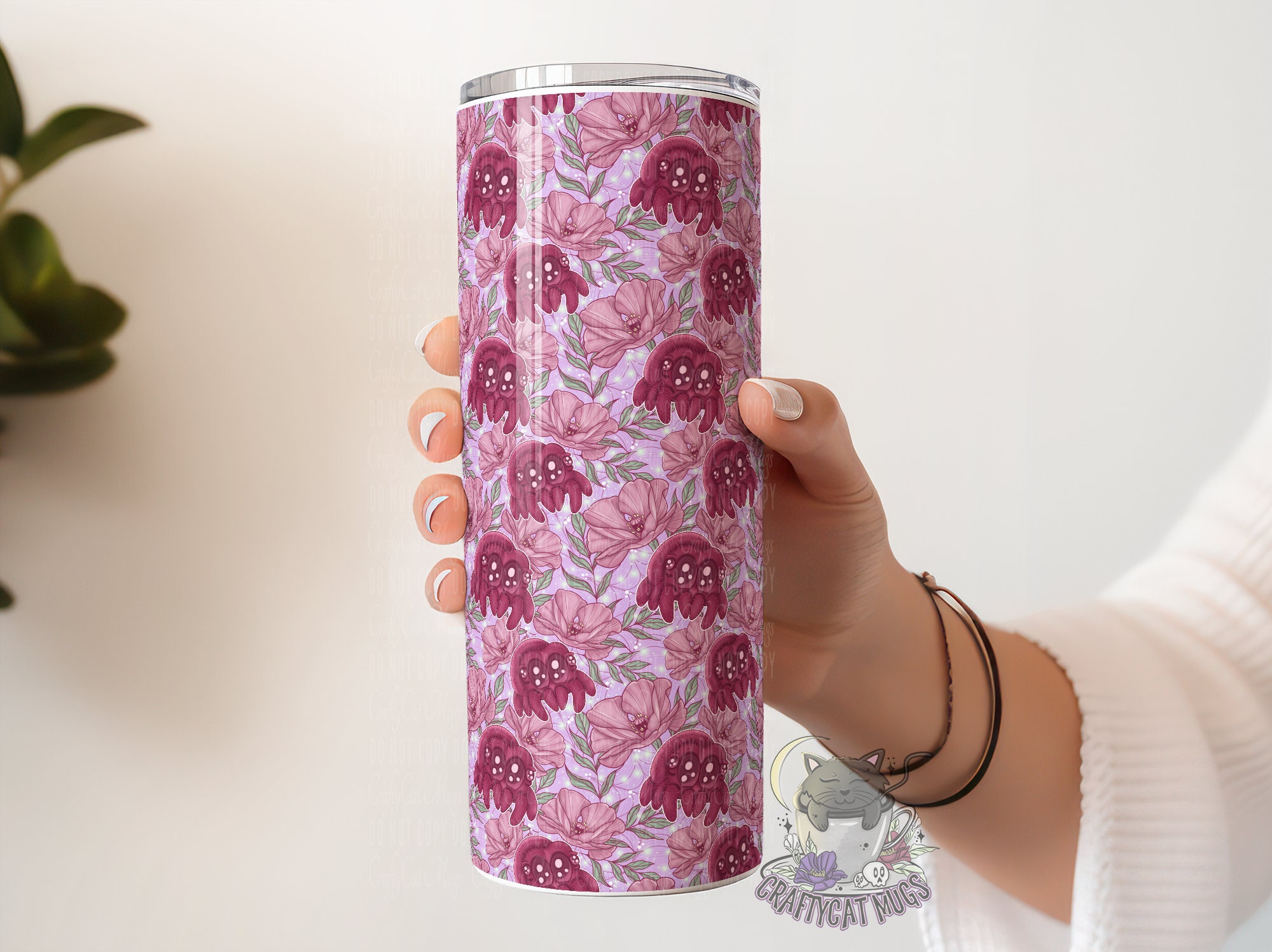 Pink FloralSpider Tumbler | Halloween Tumbler | Spider Cup