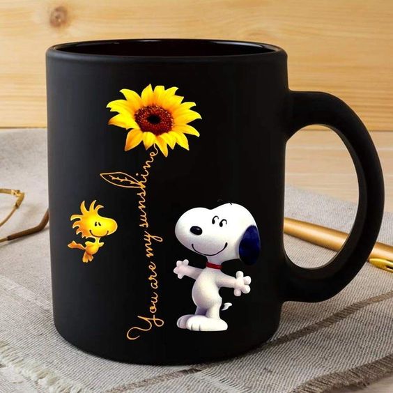 LPVLUX New Gift Funny and Woodstock You are My Sunshine Sunflower Ceramic Coffee Mug