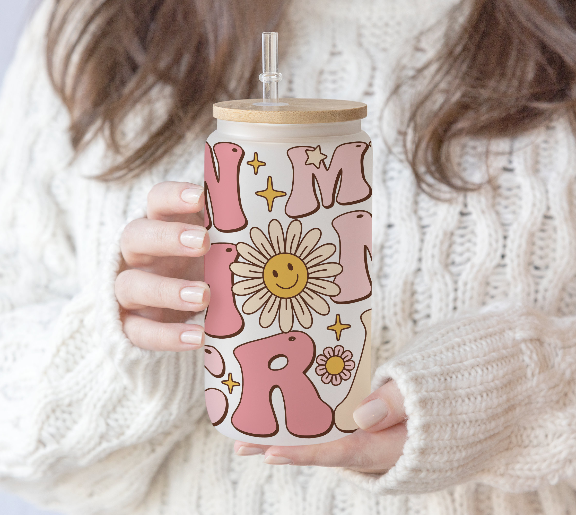 16 oz Sublimation Can Glass Groovy In My Mom Era | Mom Life | Trendy Gift for Mom | Funny Mom l Mother day Digital Download PNG file