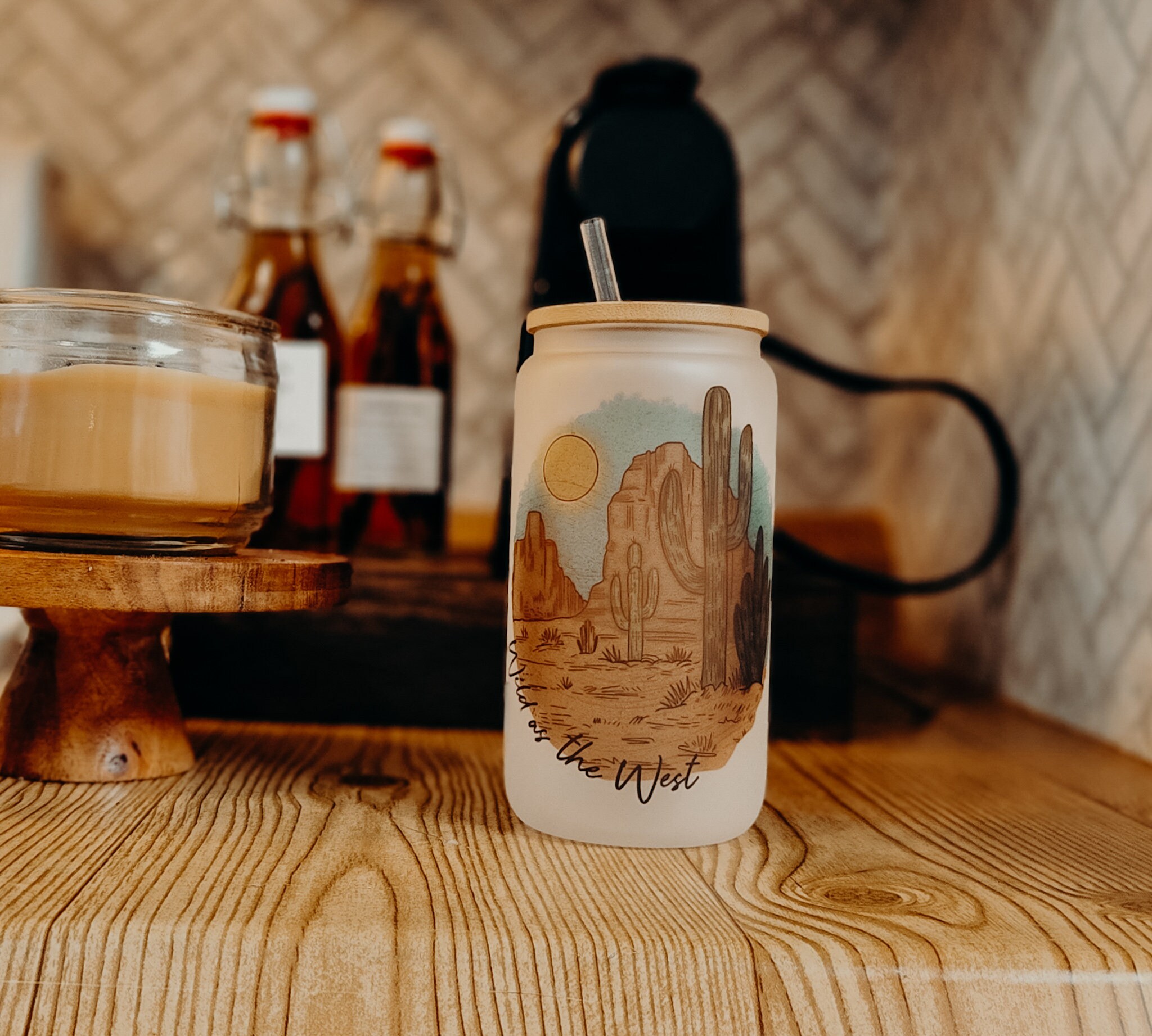 Western iced coffee cup, Wild as the west, Country coffee cup