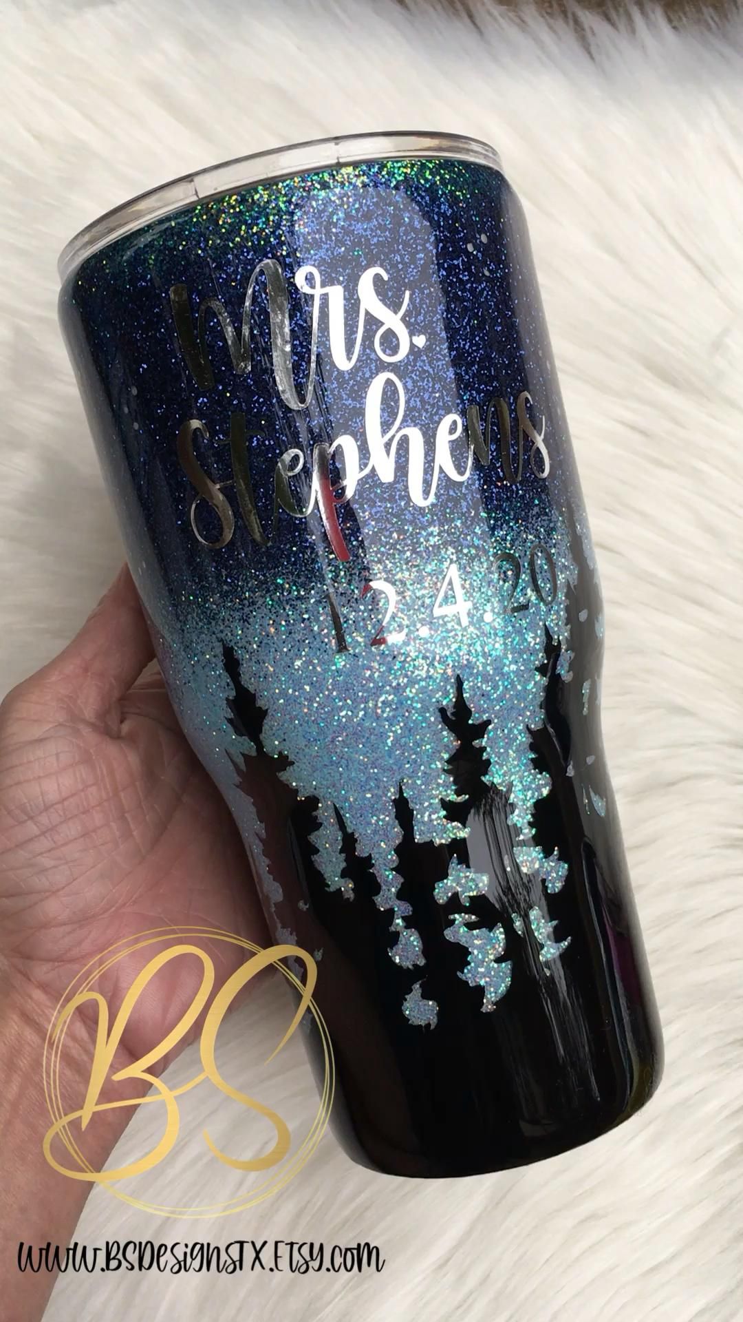 Glitter Tree Line Tumbler