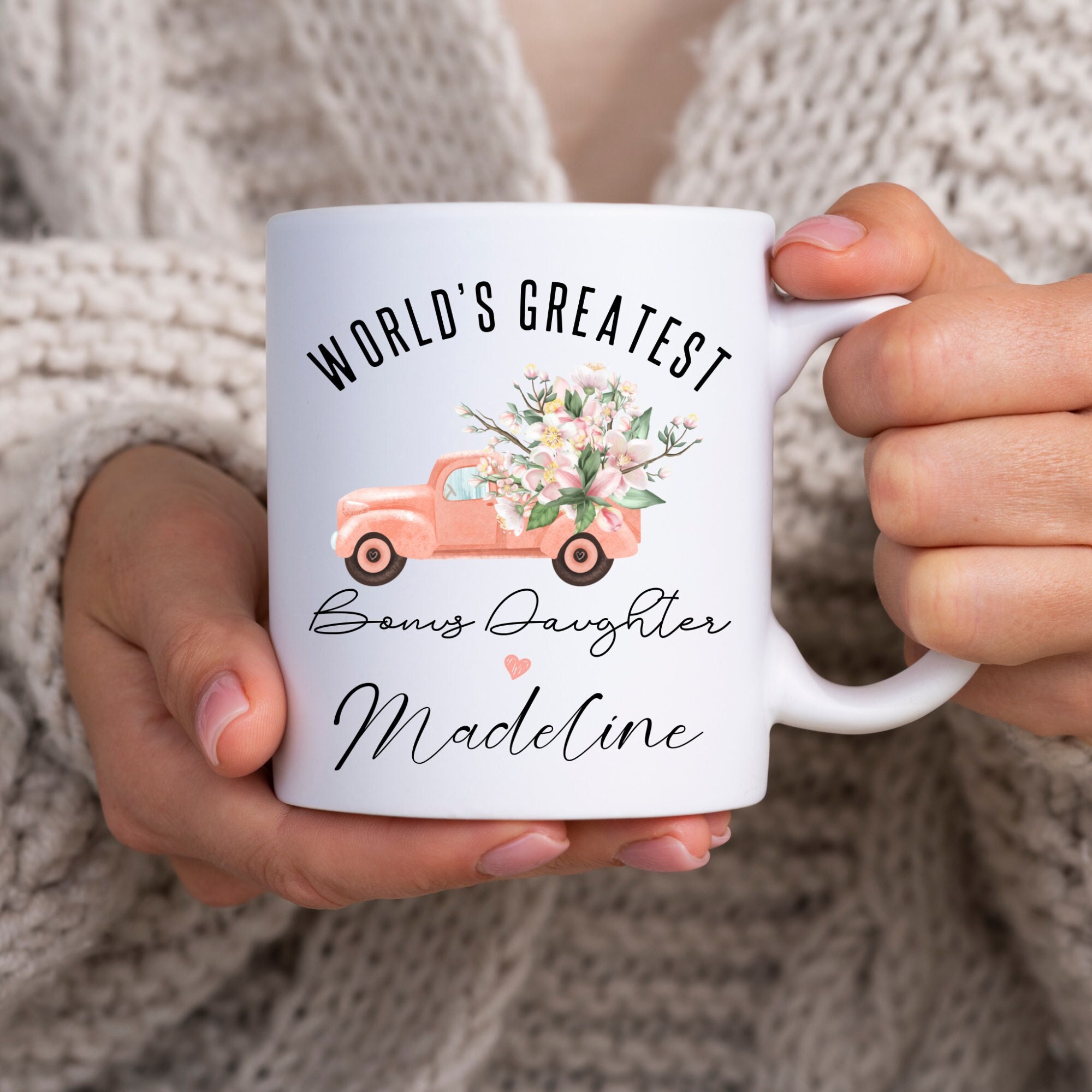 Personalized Gifts for Bonus Daughter, Bonus Daughter Gift For Stepdaughter Mug, Personalized Step Daughter Coffee Mug From Stepmom Stepdad