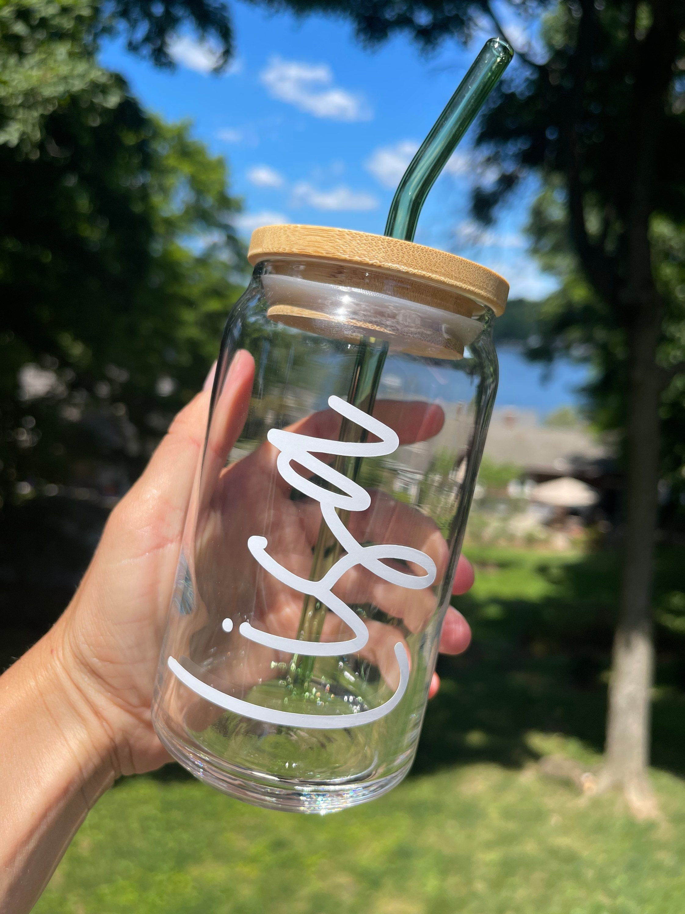 Personalized Iced Coffee Glass – Personalized Beer Can Glass With Lid