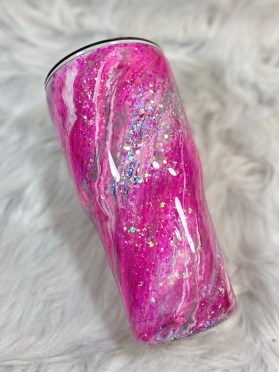 Milky Way Tumbler, Pink Glitter Tumbler