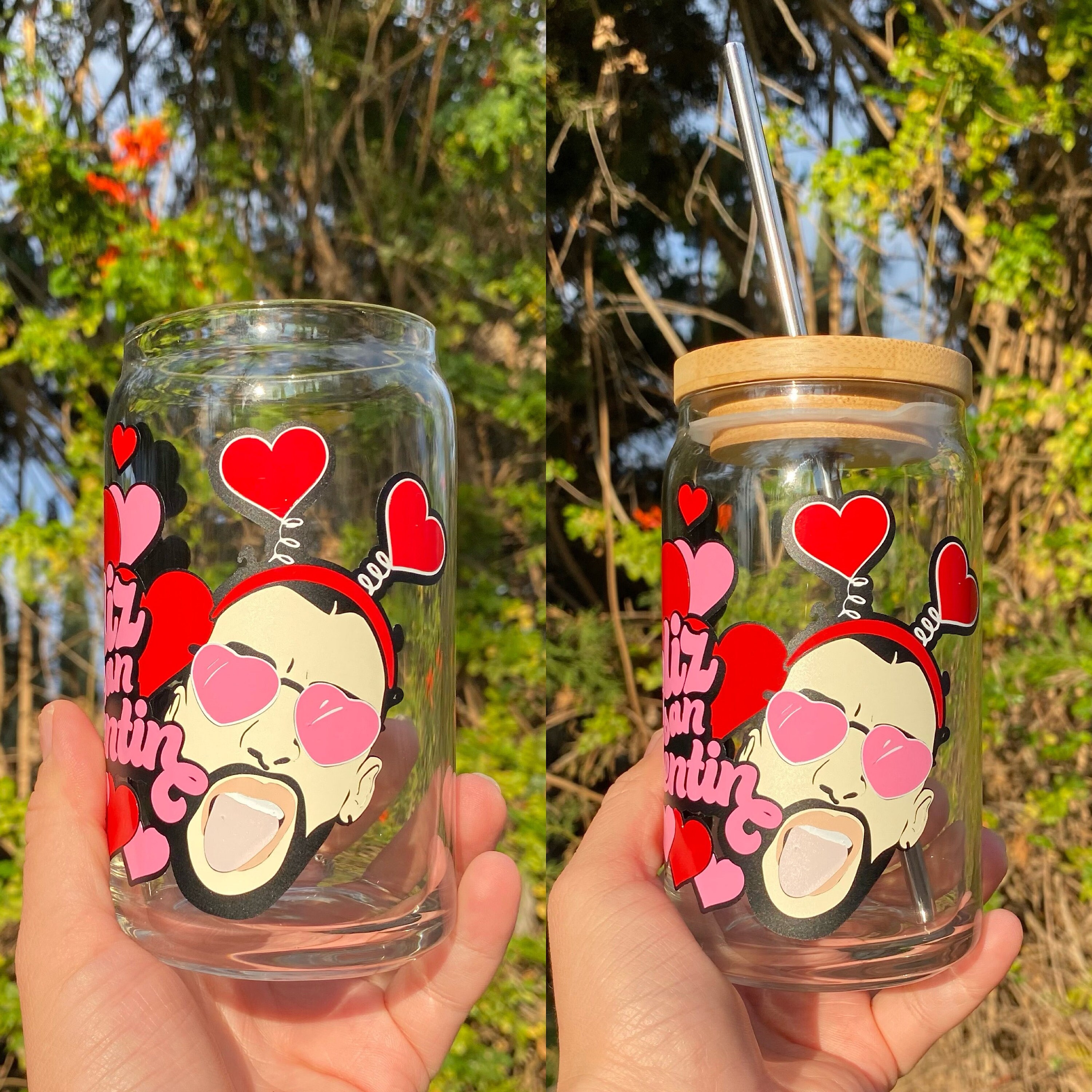 Valentine Bad Bunny Beer Glass Can, Bad Bunny Cups, San Valentine Bad Bunny, Beer Glass Can, Valentines Cup, Iced Coffee Cup, Bad Bunny Logo