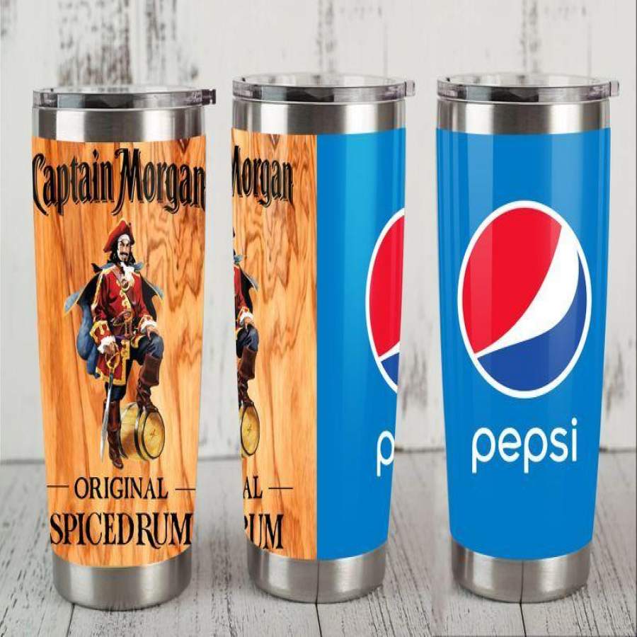 Captain Morgan Mix Pepsi Tumbler Steel Tumbler, Captain Morgan Pepsi 20 Oz Steel Mug Stainless Steel Tumbler Cup