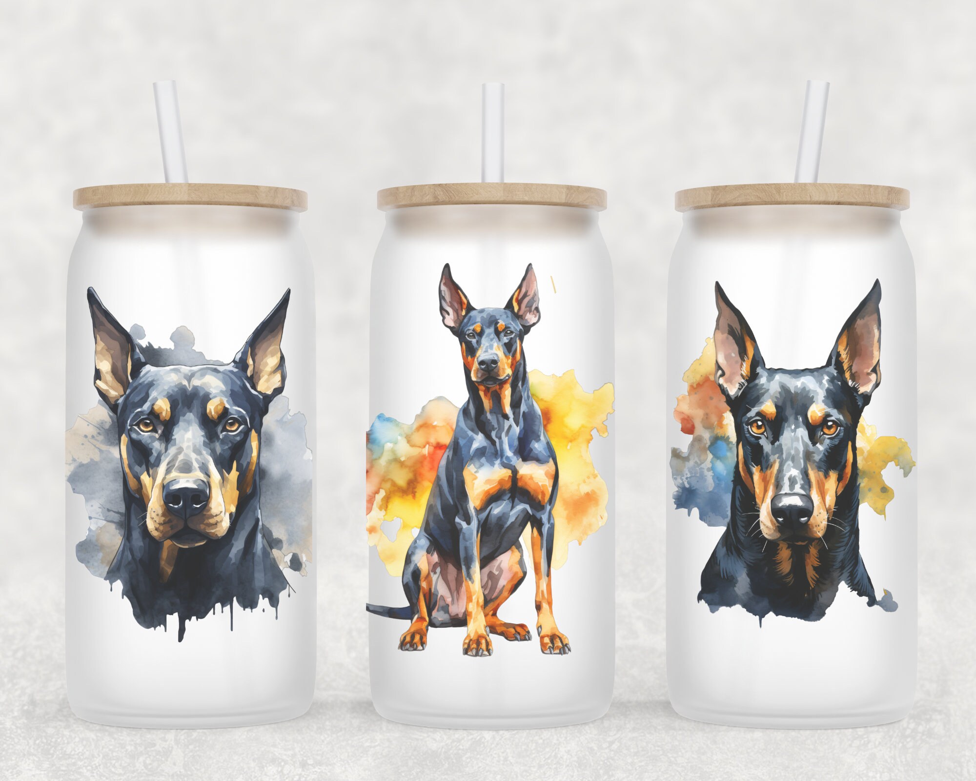 Doberman Coffee Mug | Dog Mom Gift | Doberman Coffee Cup| Doberman Iced Coffee Cup | Doberman Coffee Mug | Dog Mom Glass Coffee Cup