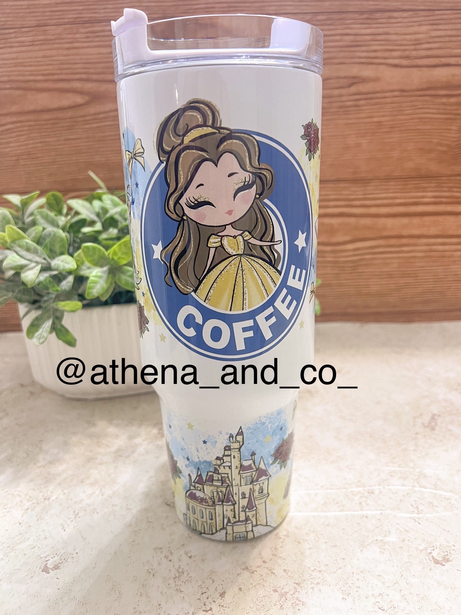 Beasty Princess| Yellow dress princess| 40 oz tumbler| 40 oz tumbler| travel mug|Magic park Princess