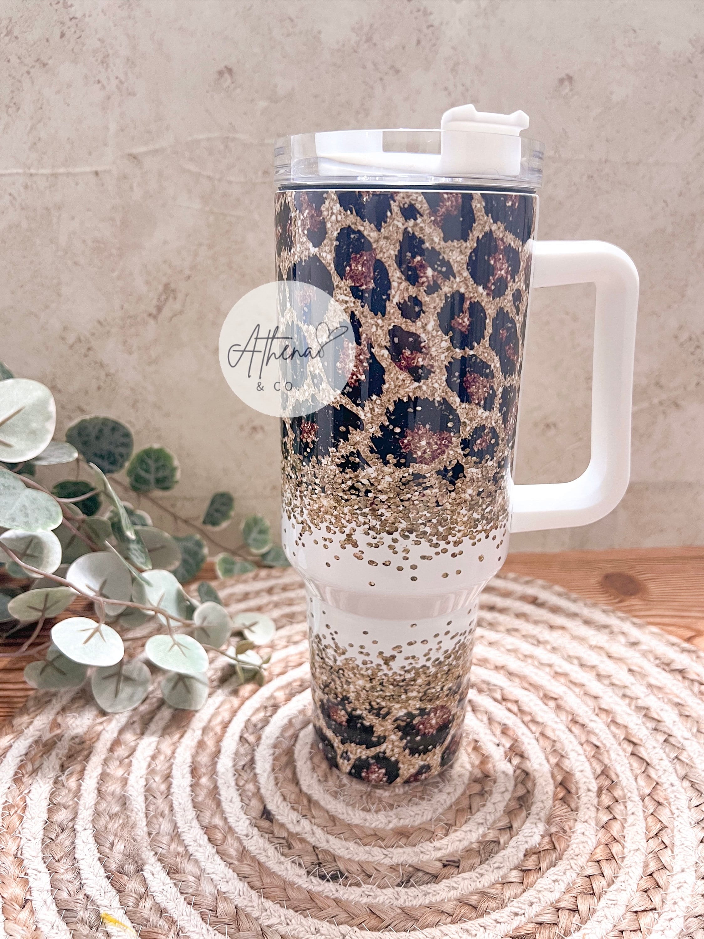 Glitter Leopard 40 oz| Glitter Leopard | 40 oz tumbler| travel mug |