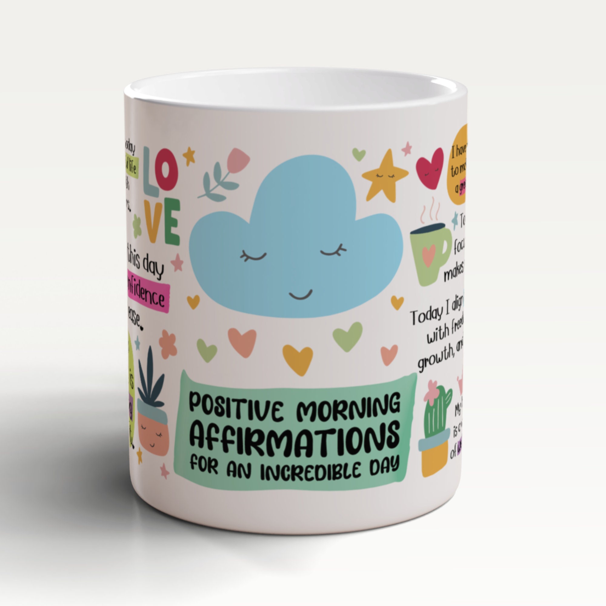 Morning Affirmations Mug, Positive Affirmations Mug, Morning Mindset Mug, Positivity Mug, Affirmations Gift, Mugs Cute