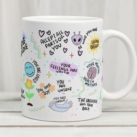 Affirmations Mug, Self Love Mug, Motivational Mug, Positive Vibes Mug, Law of Attraction Mug, Mindfulness Gift, Cute Alien Mug