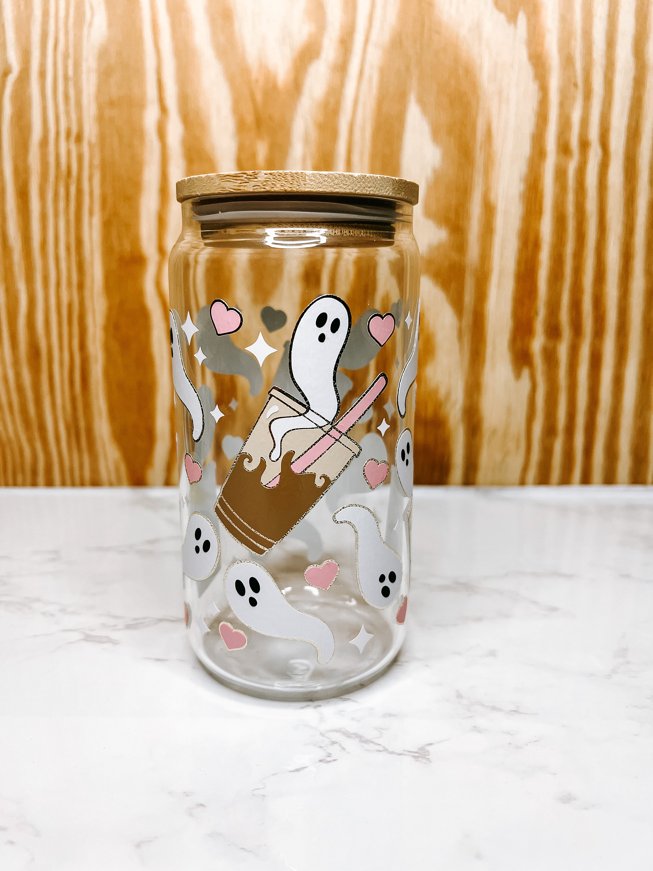 Ghost coffee can glass | iced coffee ghosties | beer can glass | cute spooky glass | Halloween | cute glassware