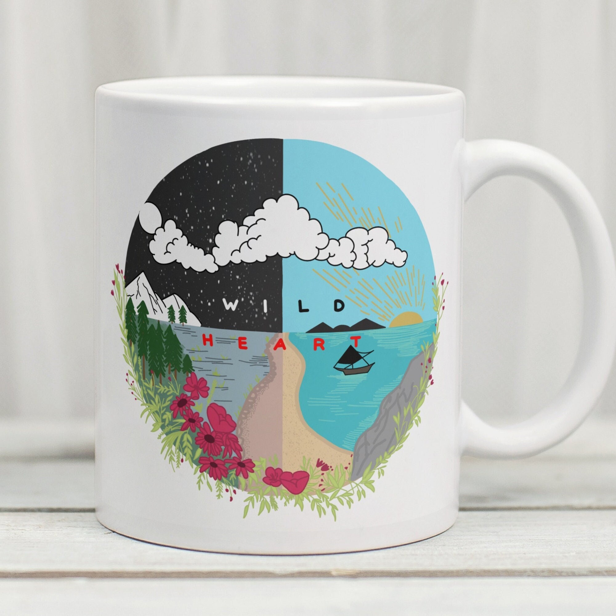 Wild Heart Mug, Wild Swimming Mug, Nature Lover Mug, Nature Lover Gift, Camping Mug, Camping Gifts