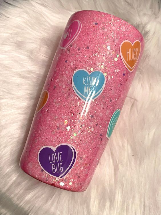 Pink Conversation Heart Tumbler