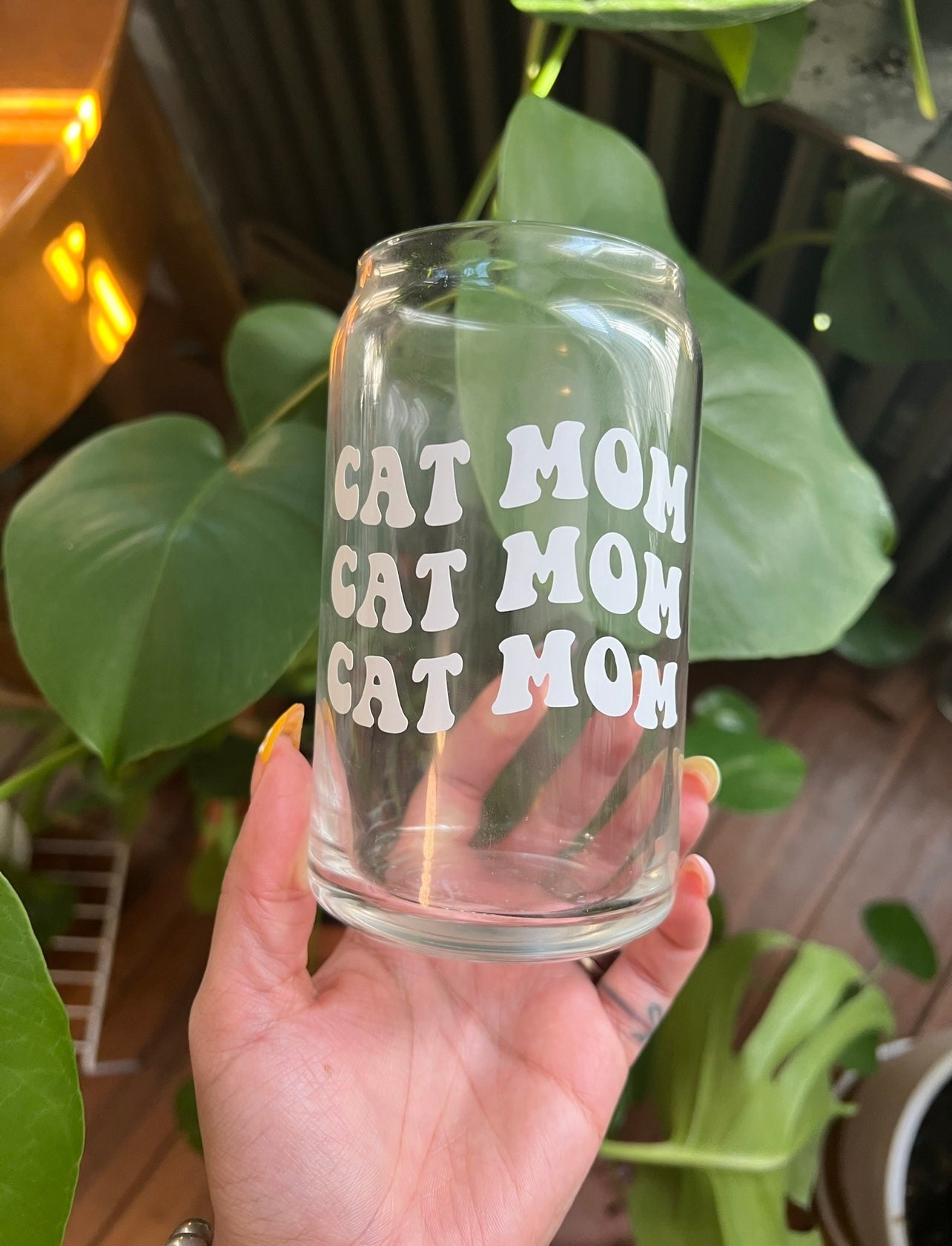 Cat Mom Glass Cup | Cat Lover Cup | Libbey Cup | Glass Cup | Coffee Glass | Iced Coffee Glass | Glass Can | Cute Cup | Trendy Glass Cup