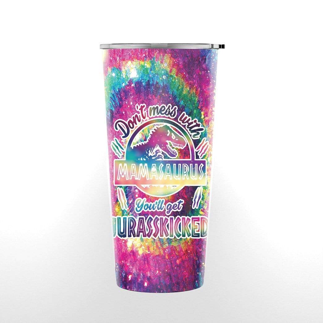 Gearhuman 3D Mamasaurus Hippie Tie Dye Glitter Custom Design Vacuum Insulated Tumbler