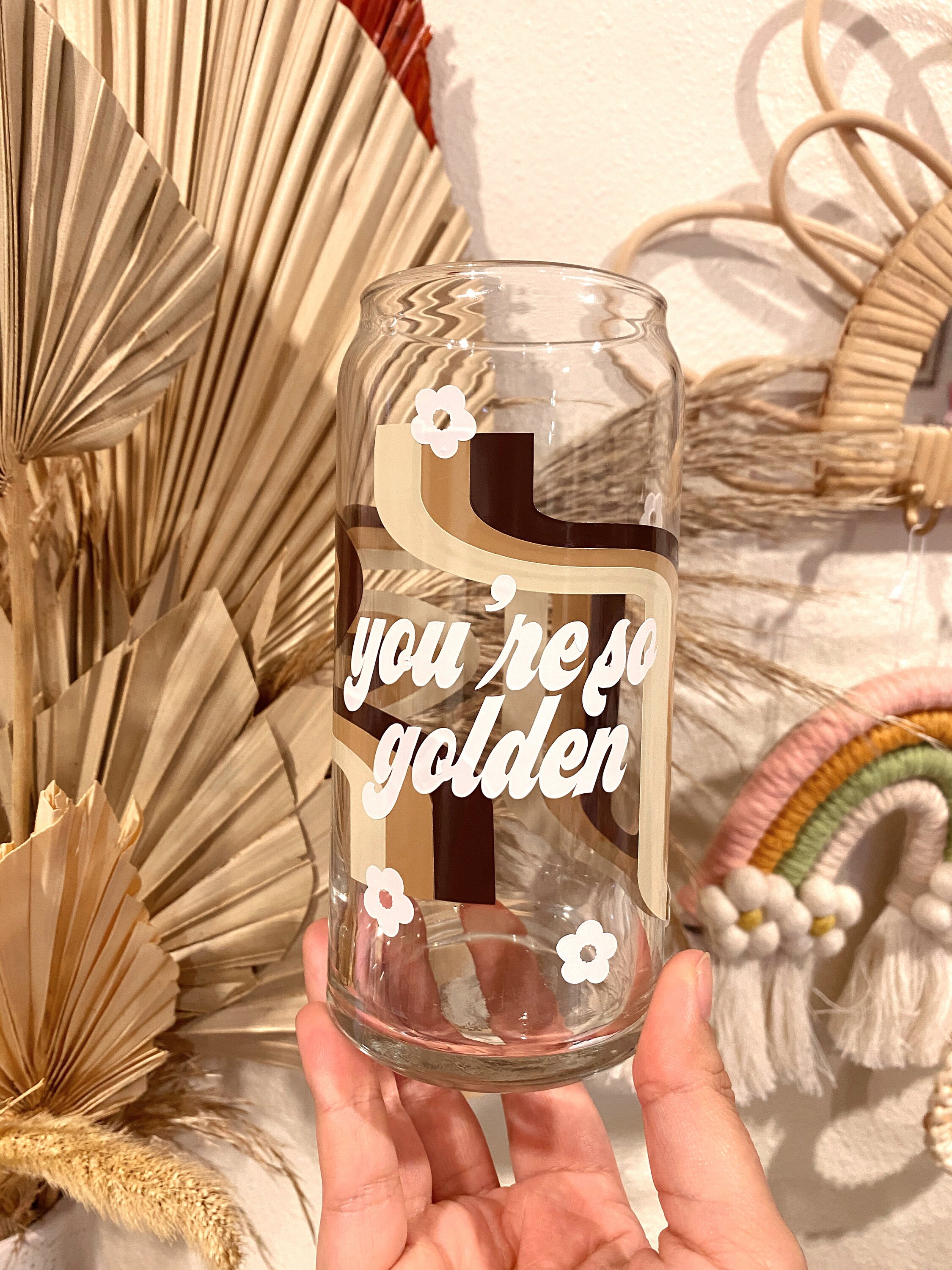 You’re SO Golden Neutral Glass Cup, Retro Glass Cup, Retro Pattern Glass Cup, Groovy Pattern Glass Cup, Trendy Glass Cup, Milkmiksugar SVG