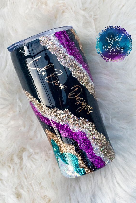 Geode Tumbler, Black Geode Glitter Tumbler, Ombre Glitter Tumbler, Personalized Glitter Tumbler