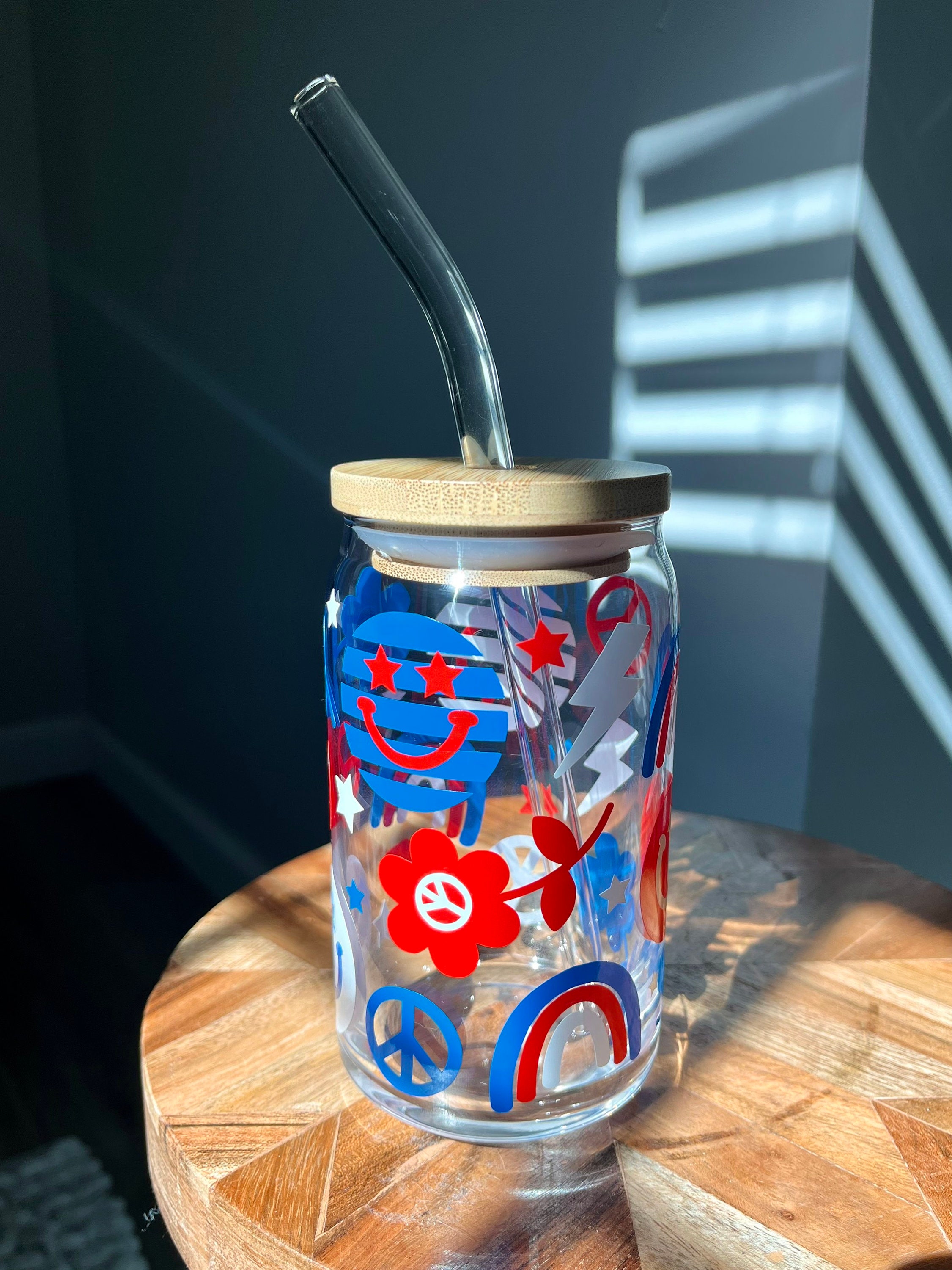 Patriotic glass cup | 4th of July | retro glass | Memorial Day gifts | gifts for her