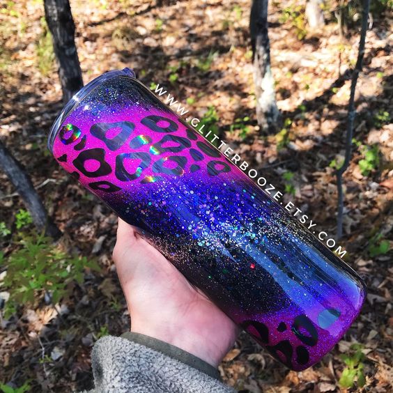 Galaxy Leopard Swirl Glitter Tumbler, Custom Swirl Leopard Tumbler