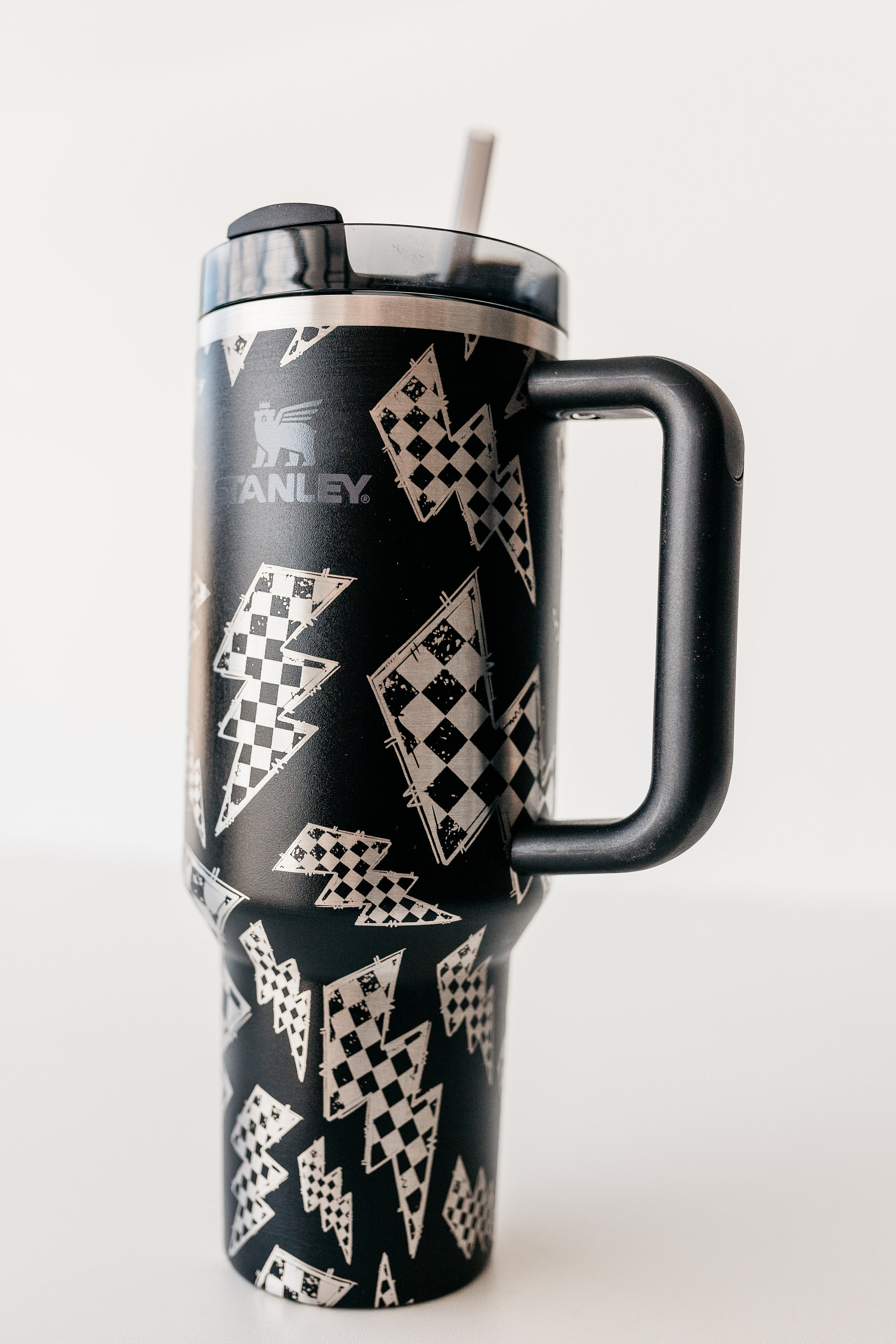 Stanley 40oz tumbler | Custom  Engraved with Checkers in Lightening Bolts