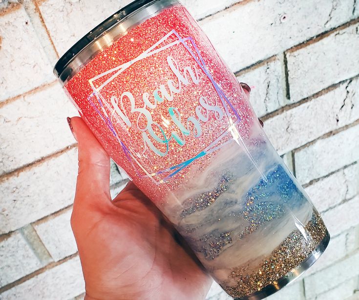 Beach Vibes Sunset Glitter Tumbler