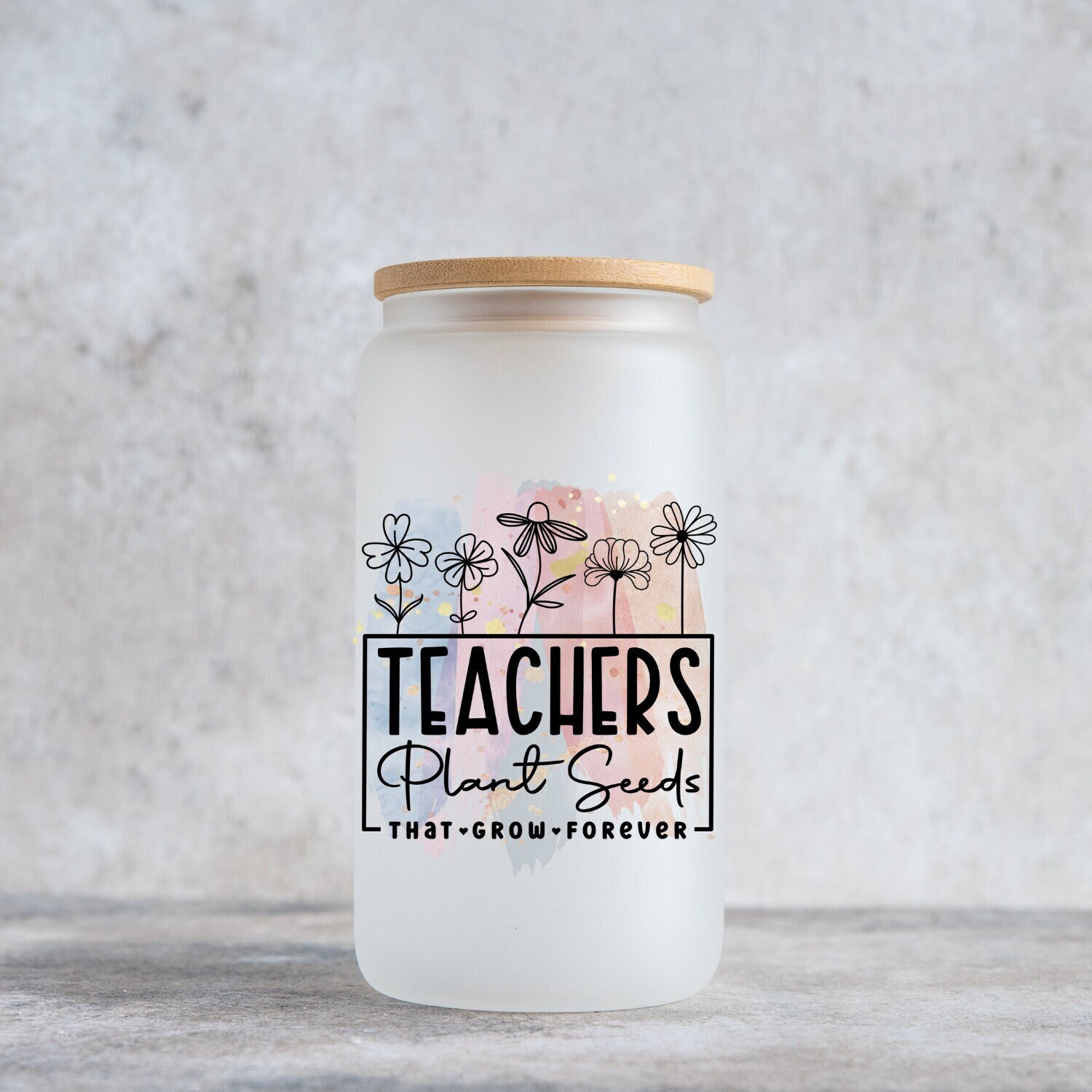 Teacher Beer Glass Jar | Gift for Teacher | Iced Coffee  Glass | Iced Coffee Cup | Gift for Her | Beer Can Glass