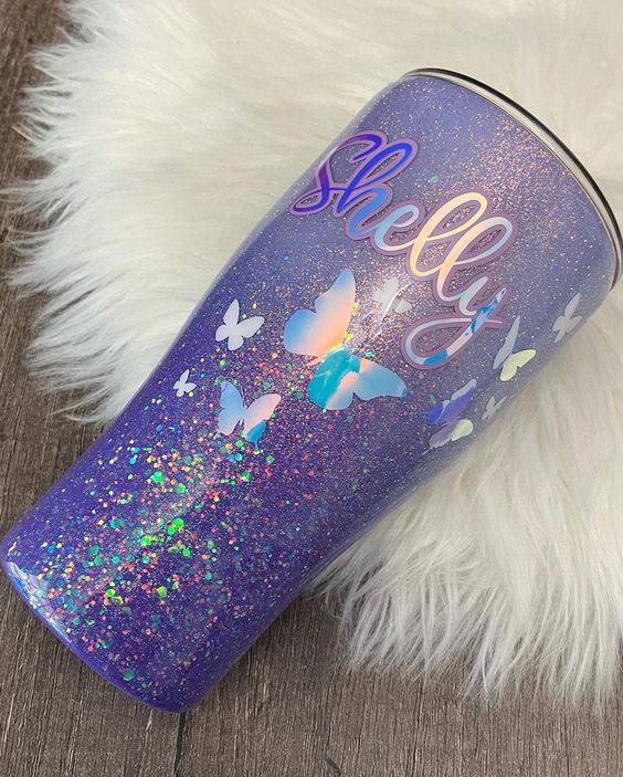 Lavender Glitter Ombre Tumbler, Purple Glitter Ombre Cup, Chunky Glitter Ombre Custom Tumbler