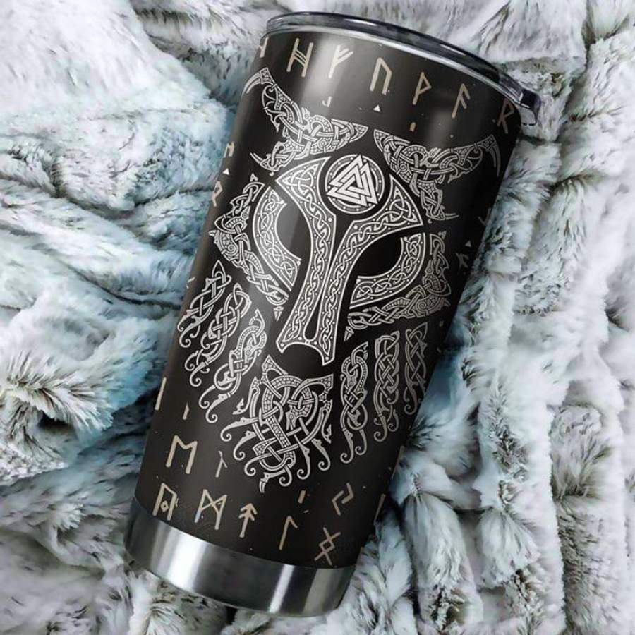 Wolf Lovers Viking Black Stainless Steel Tumbler 20oz