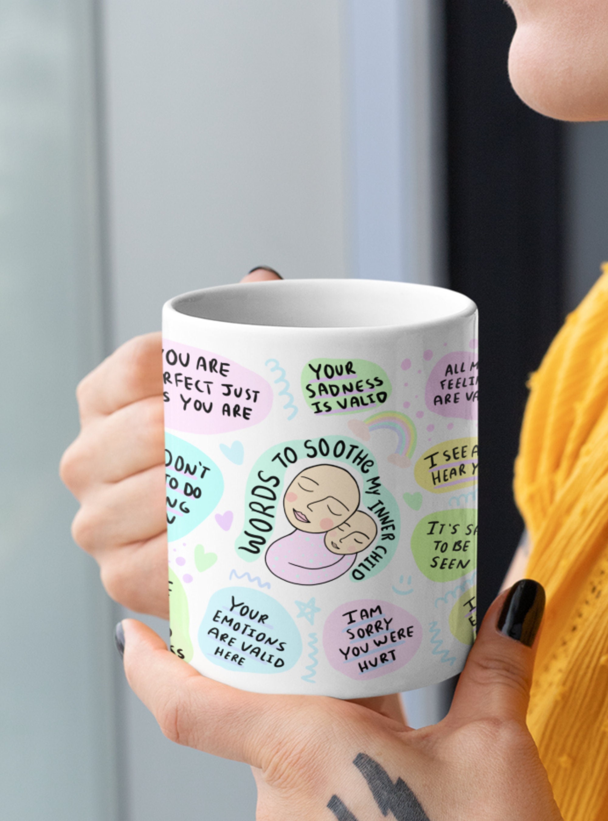 Affirmations Mug, Positivity Coffee Mugs Mental Health Mug Inner Child Healing Self Love Gifts Self Care Gift Gift For Her Mugs With Sayings