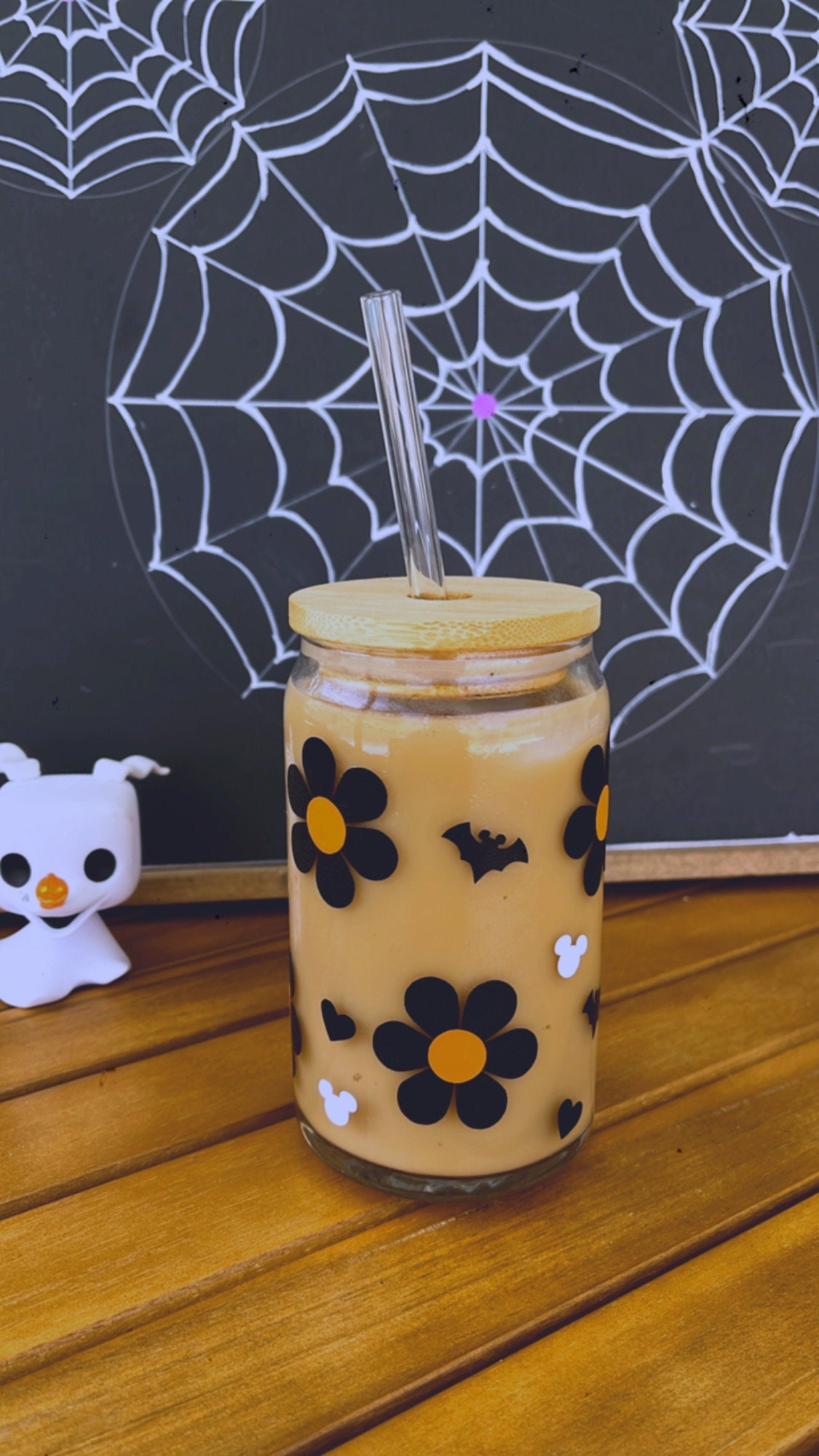 Halloween glass cup, Mickey bats, Spooky Halloween cup, Mickey Halloween, Halloween bats, custom cups,