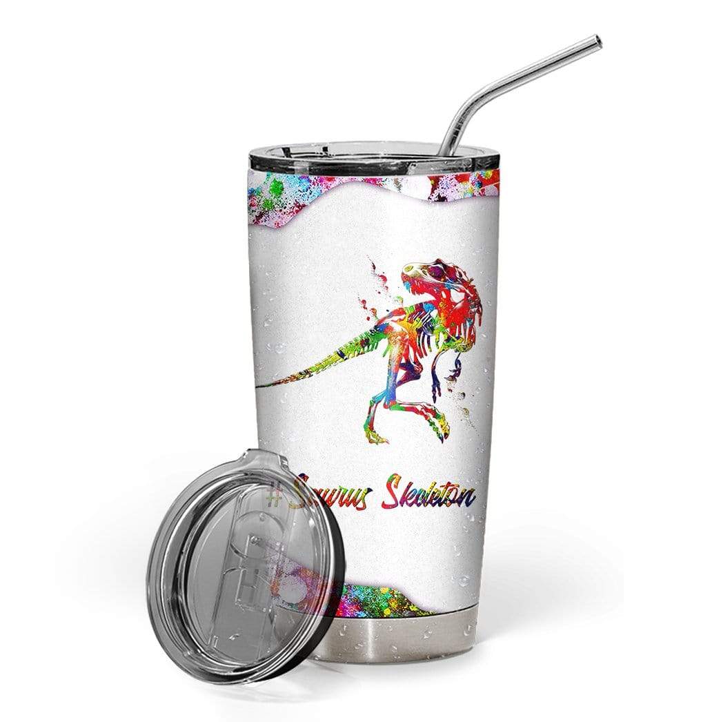 Gearhuman 3D Saurus Skeleton Custom Name Design Vacuum Insulated Tumbler