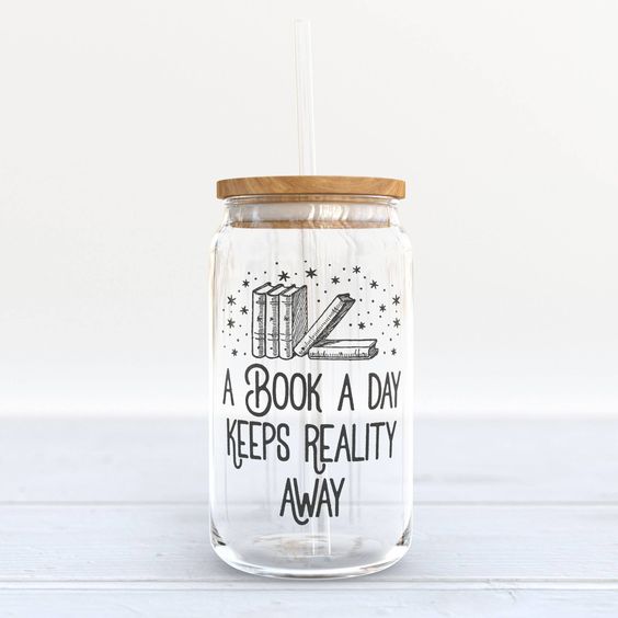 A Book a Day Keeps Reality Away Clear Glass Can Tumbler