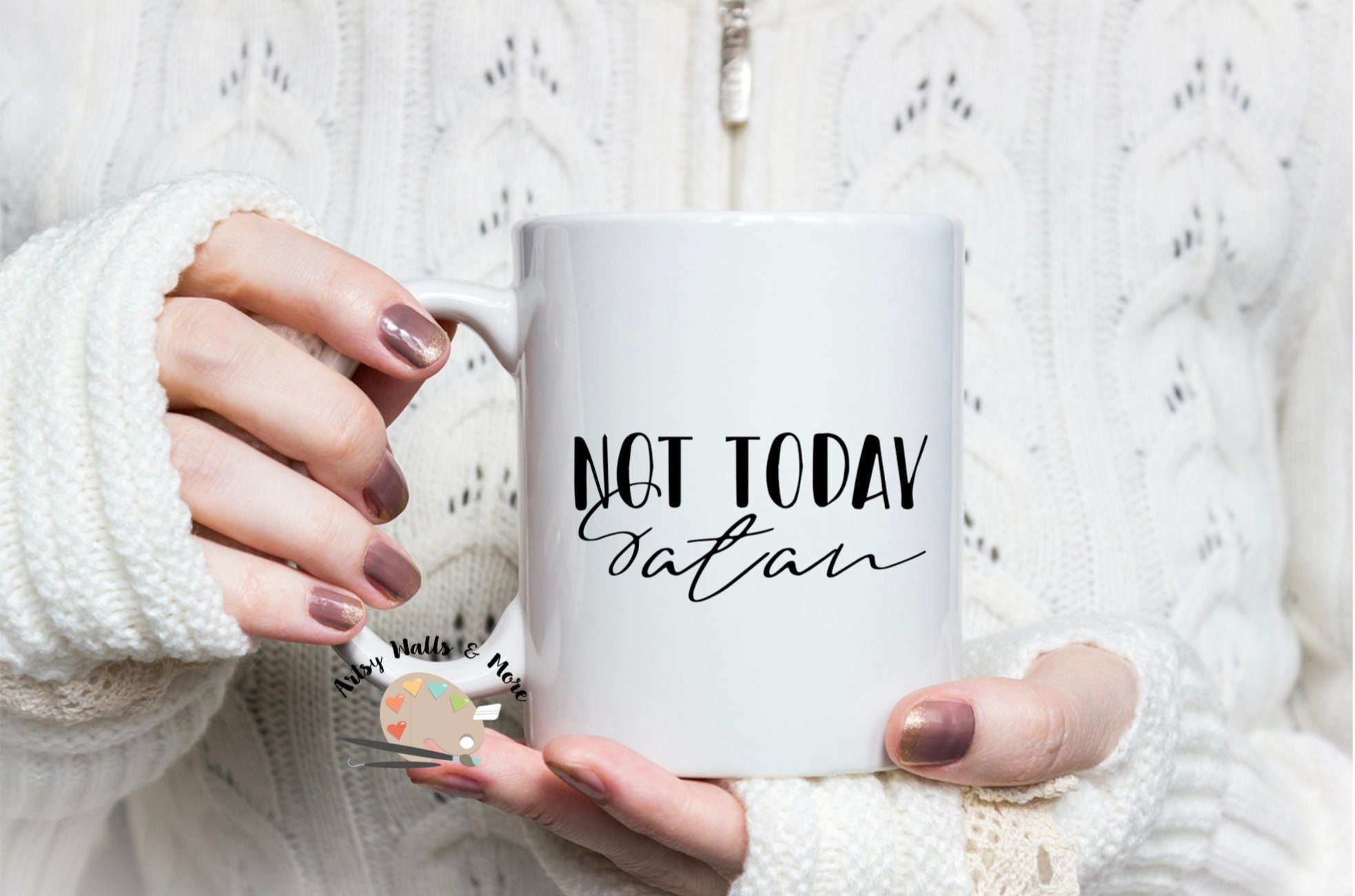 Not Today Satan Coffee mug funny Faith coffee cup Christian woman friend gift Jesus coffee cup Funny christian quote mug Jesus faith gift