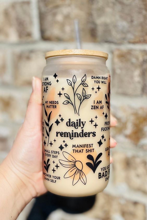 Daily Reminders Glass Can| Daily Reminders Glass Tumbler US0002240401