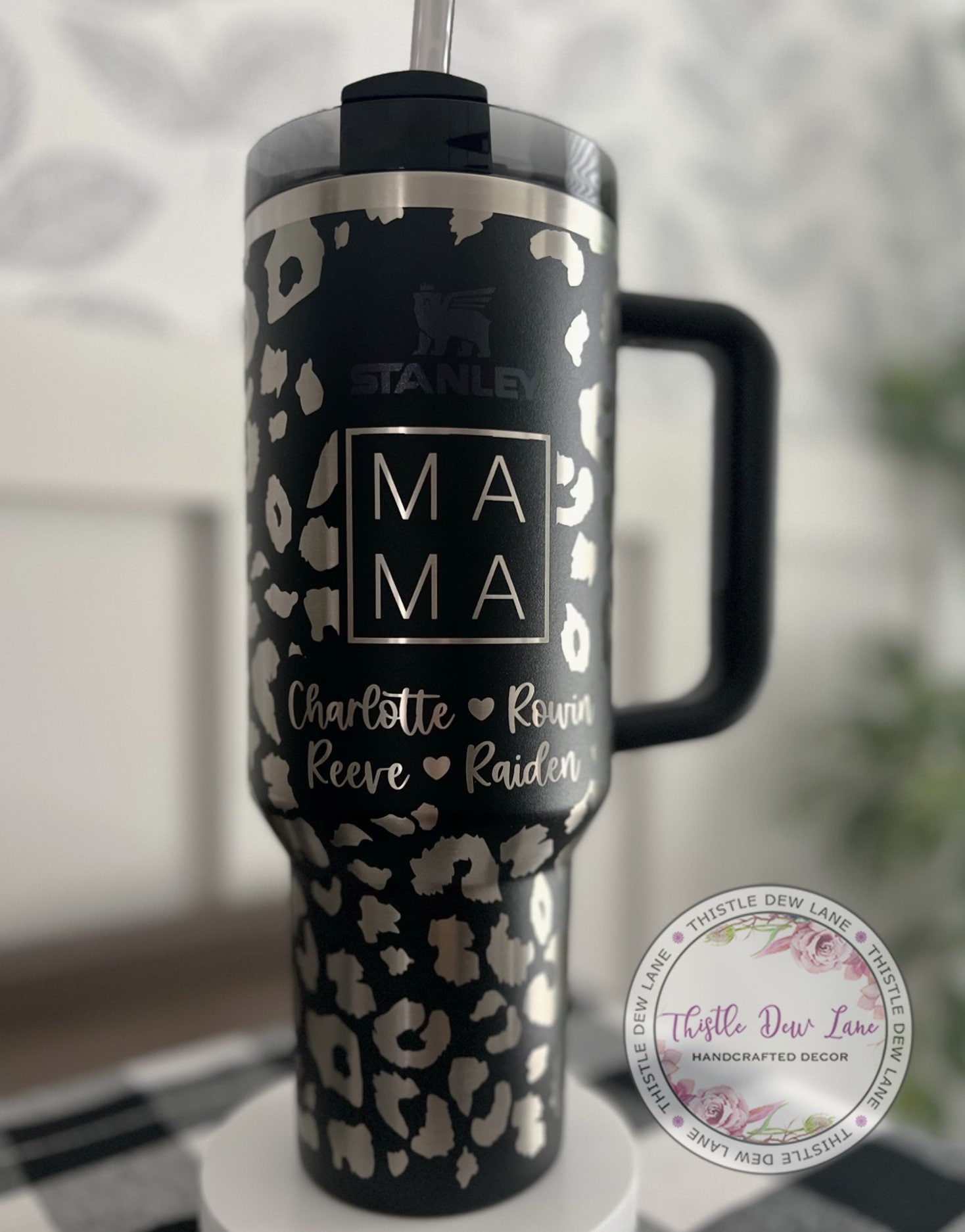 40oz tumbler, 30oz tumbler, Leopard tumbler, Mama Stanley, Mother’s Day Gift, Laser engraved Stanley,  Animal Print, Laser engraved tumbler