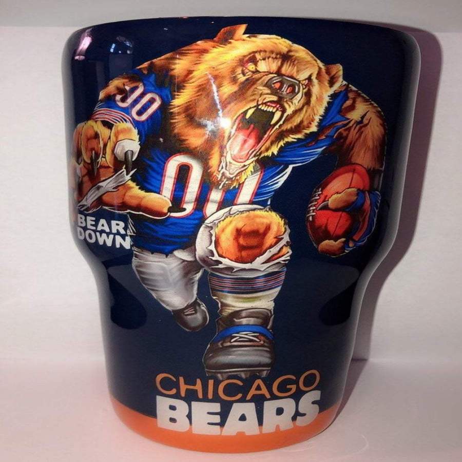 Chicago Bears Steel Mug Stainless Steel Tumbler Cup, Chicago Bears Steel Tumbler, Chicago Bears Wooden Pattern 30 Oz Steel Mug